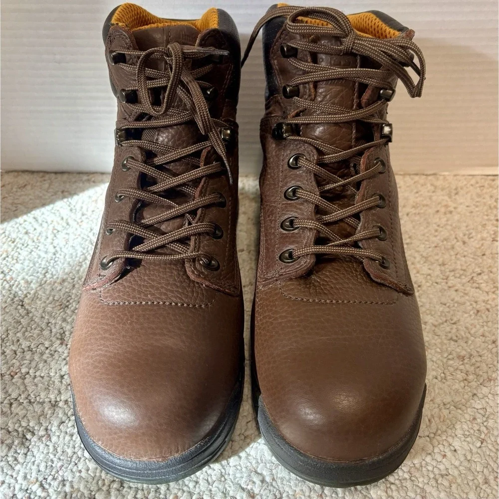 TIMBERLAND PRO Men's Leather Work Boots Size 7.5W Titan Safety Toe Powerfit - Picture 2 of 8
